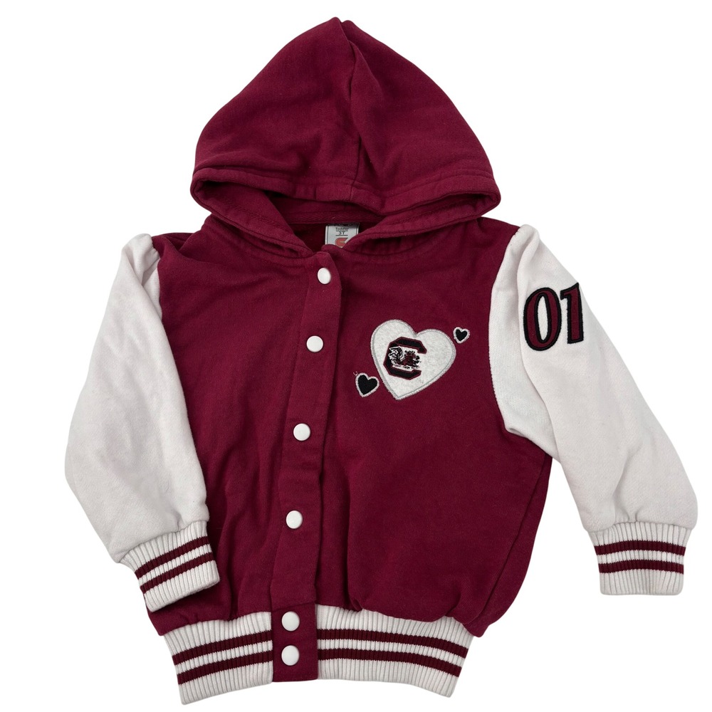 Colosseum USC Gamecocks Toddler 3T Varsity Hooded Jacket Maroon Letterman Fan